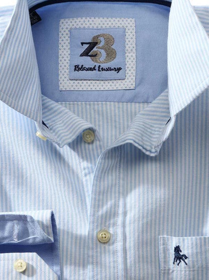 Sidari Sky Striped Full sleeve single cuff   Cotton Shirt