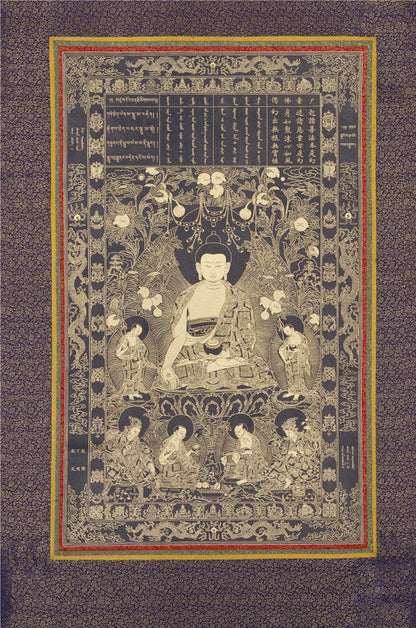 sikhina Buddha Image - Tibetan thangka painting, front view