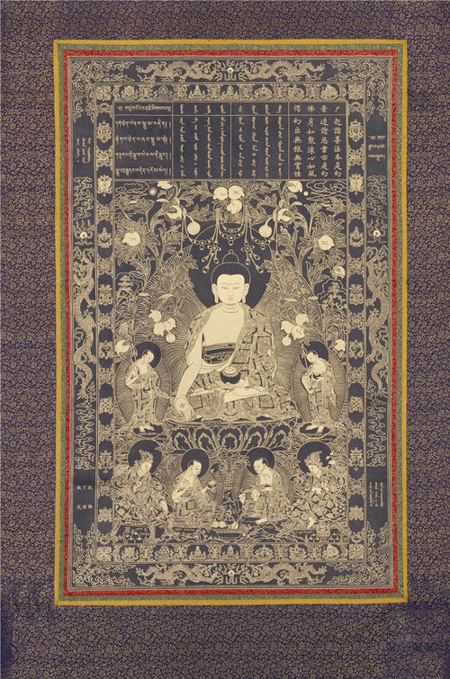 sikhina Buddha Image - Tibetan thangka painting, front view