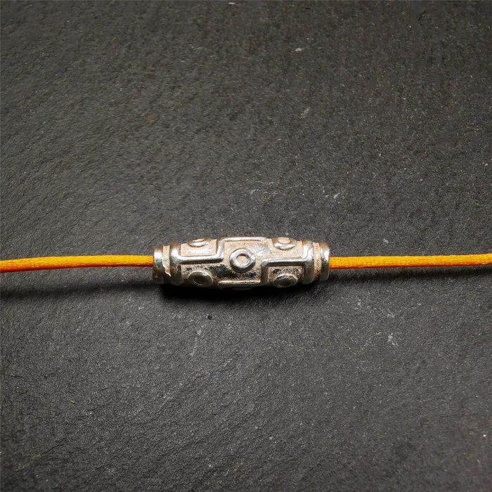 Sterling Silver Dzi Bead - Tibetan dzi bead, view 6