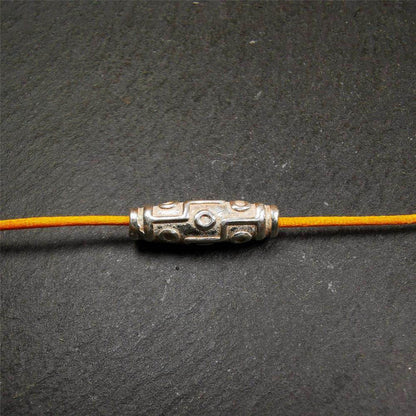 Sterling Silver Dzi Bead - Tibetan dzi bead, view 6