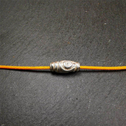 Sterling Silver Dzi Bead - Tibetan dzi bead, view 7
