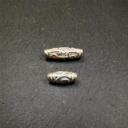 Sterling Silver Dzi Bead - Tibetan dzi bead, view 8