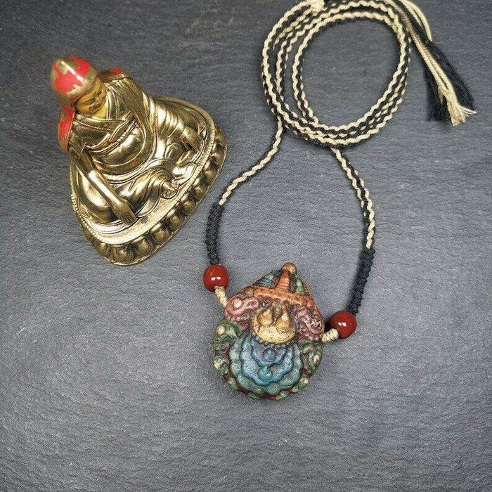 Stupa Tsa Tsa Amulet, Scorpion Guru of Padmasambhava, Scorpion Terma Pendant - Tibetan Buddhist amulet, view 6