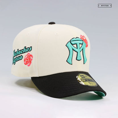 SULTANES DE MONTERREY OFF WHITE JET BLACK SEA CRYSTAL 2TONE ROSE NEW ERA FITTED CAP