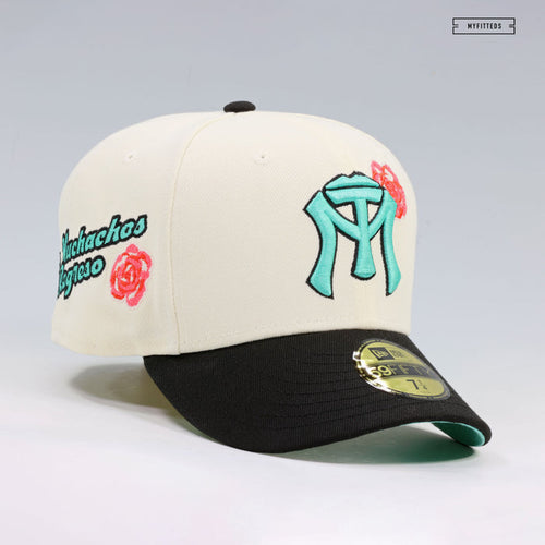 SULTANES DE MONTERREY OFF WHITE JET BLACK SEA CRYSTAL 2TONE ROSE NEW ERA FITTED CAP