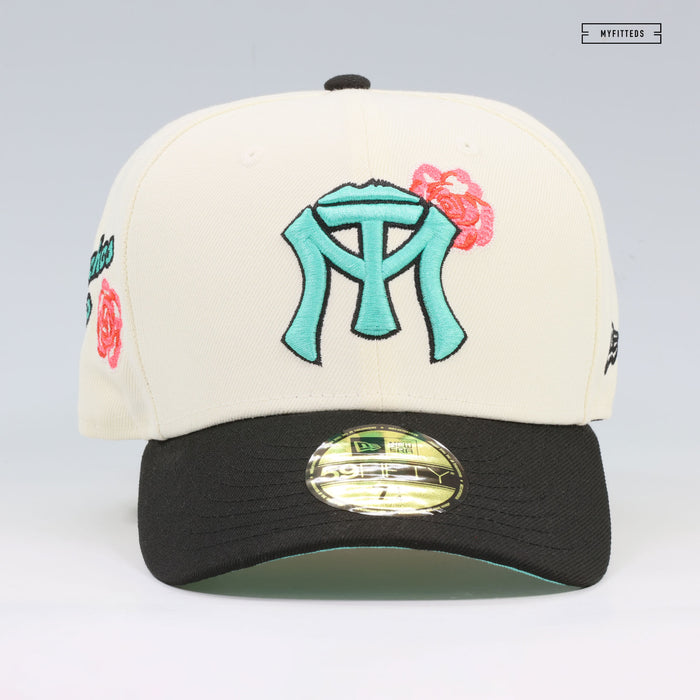 SULTANES DE MONTERREY OFF WHITE JET BLACK SEA CRYSTAL 2TONE ROSE NEW ERA FITTED CAP