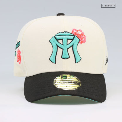 SULTANES DE MONTERREY OFF WHITE JET BLACK SEA CRYSTAL 2TONE ROSE NEW ERA FITTED CAP