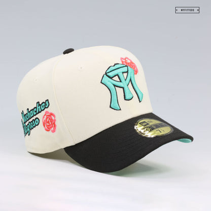 SULTANES DE MONTERREY OFF WHITE JET BLACK SEA CRYSTAL 2TONE ROSE NEW ERA FITTED CAP
