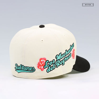 SULTANES DE MONTERREY OFF WHITE JET BLACK SEA CRYSTAL 2TONE ROSE NEW ERA FITTED CAP