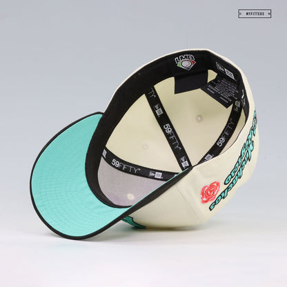 SULTANES DE MONTERREY OFF WHITE JET BLACK SEA CRYSTAL 2TONE ROSE NEW ERA FITTED CAP