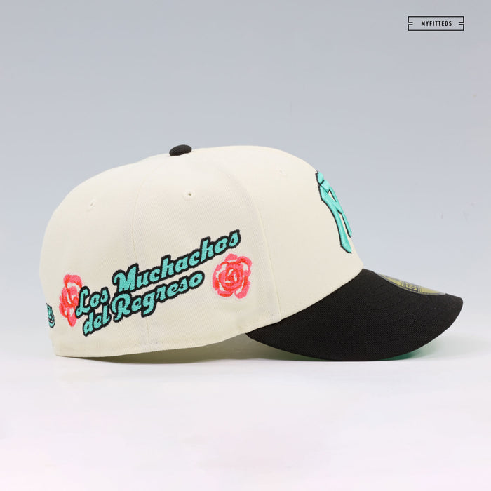 SULTANES DE MONTERREY OFF WHITE JET BLACK SEA CRYSTAL 2TONE ROSE NEW ERA FITTED CAP