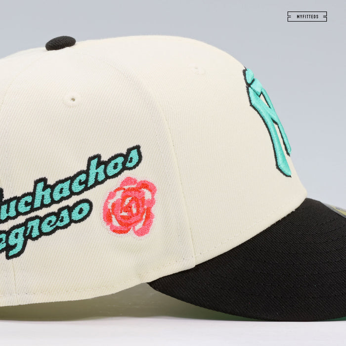 SULTANES DE MONTERREY OFF WHITE JET BLACK SEA CRYSTAL 2TONE ROSE NEW ERA FITTED CAP