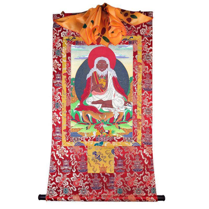 Thangtong Gyalpo - Chakzampa - ཐང་སྟོང་རྒྱལ་པོ་ - Tibetan thangka painting, detailed view