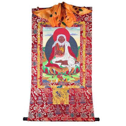 Thangtong Gyalpo - Chakzampa - ཐང་སྟོང་རྒྱལ་པོ་ - Tibetan thangka painting, detailed view