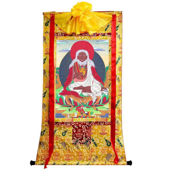 Thangtong Gyalpo - Chakzampa - ཐང་སྟོང་རྒྱལ་པོ་ - Tibetan thangka painting, close-up detail