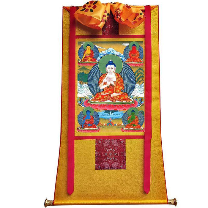 The Mandala of Five Dhyani-Buddhas of Vajradhatu - Tibetan thangka painting, view 6