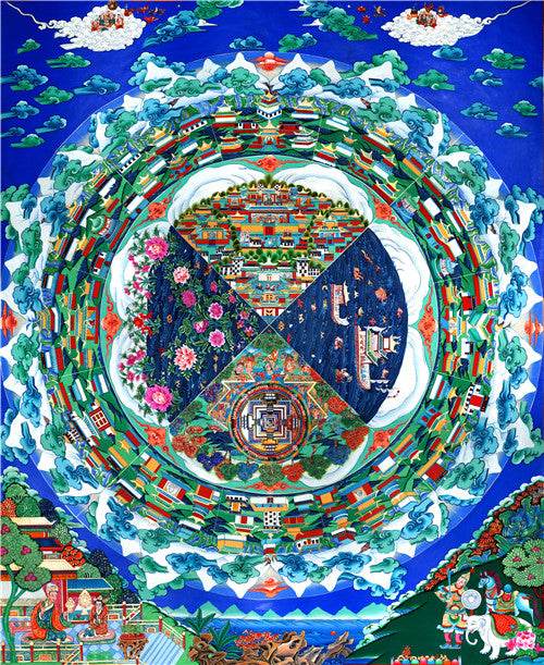 The Three Realms of Samsara Image - Tibetan thangka painting, front view