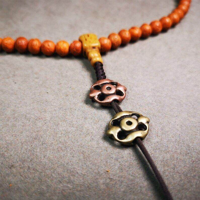 Tibetan Amulet,Vajra Pendant for Mala - Tibetan Buddhist mala beads, front view