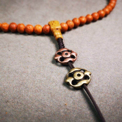 Tibetan Amulet,Vajra Pendant for Mala - Tibetan Buddhist mala beads, front view
