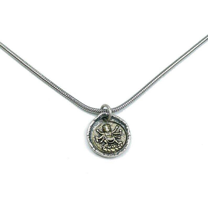 Tibetan Buddhism Lucky Charm, Silver Amulet of Mahakala,Ganesha Elephant,Stupa - Tibetan Buddhist amulet, detailed view