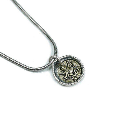 Tibetan Buddhism Lucky Charm, Silver Amulet of Mahakala,Ganesha Elephant,Stupa - Tibetan Buddhist amulet, view 4