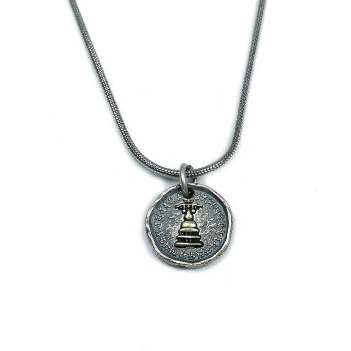 Tibetan Buddhism Lucky Charm, Silver Amulet of Mahakala,Ganesha Elephant,Stupa - Tibetan Buddhist amulet, view 6
