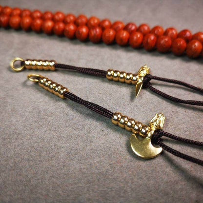 Tibetan Buddhist Mala Counters,Prayer Bead Counters - Tibetan Buddhist mala beads, close-up detail