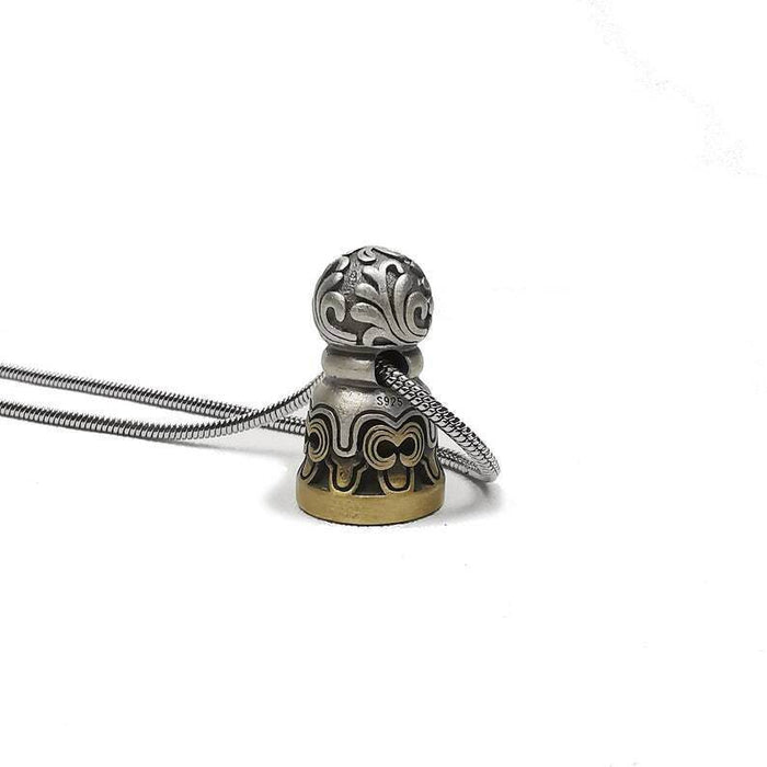 Tibetan Lucky Charm, Unique Mandala Conch Pattern,Silver Seal Pendant - Tibetan Buddhist art, view 4