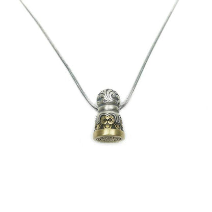 Tibetan Lucky Charm, Unique Mandala Conch Pattern,Silver Seal Pendant - Tibetan Buddhist art, view 6
