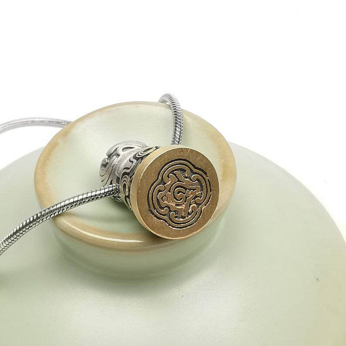 Tibetan Lucky Charm, Unique Mandala Conch Pattern,Silver Seal Pendant - Tibetan Buddhist art, view 7