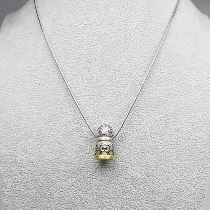 Tibetan Lucky Charm, Unique Mandala Conch Pattern,Silver Seal Pendant - Tibetan Buddhist art, view 8