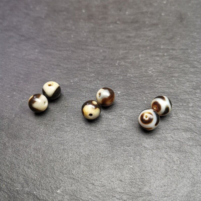 Tibetan Round Dzi Bead,Spacer Marker Beads for Mala,Necklace,0.47" - Tibetan Buddhist mala beads, view 4