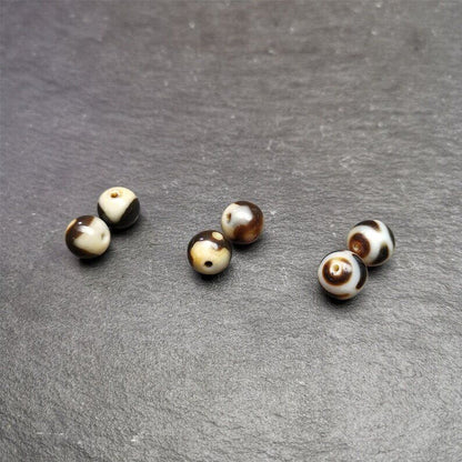 Tibetan Round Dzi Bead,Spacer Marker Beads for Mala,Necklace,0.47" - Tibetan Buddhist mala beads, view 4
