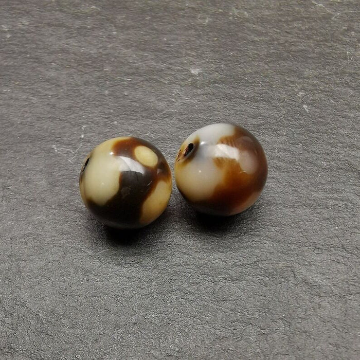 Tibetan Round Dzi Bead,Spacer Marker Beads for Mala,Necklace,0.47" - Tibetan Buddhist mala beads, view 6