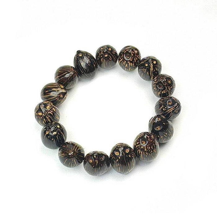 Tibetan Wrist Mala,Lucky Rat Beads,Plam Seed Bead Bracelet Prayer Bead,9" Length - Tibetan Buddhist mala beads, detailed view