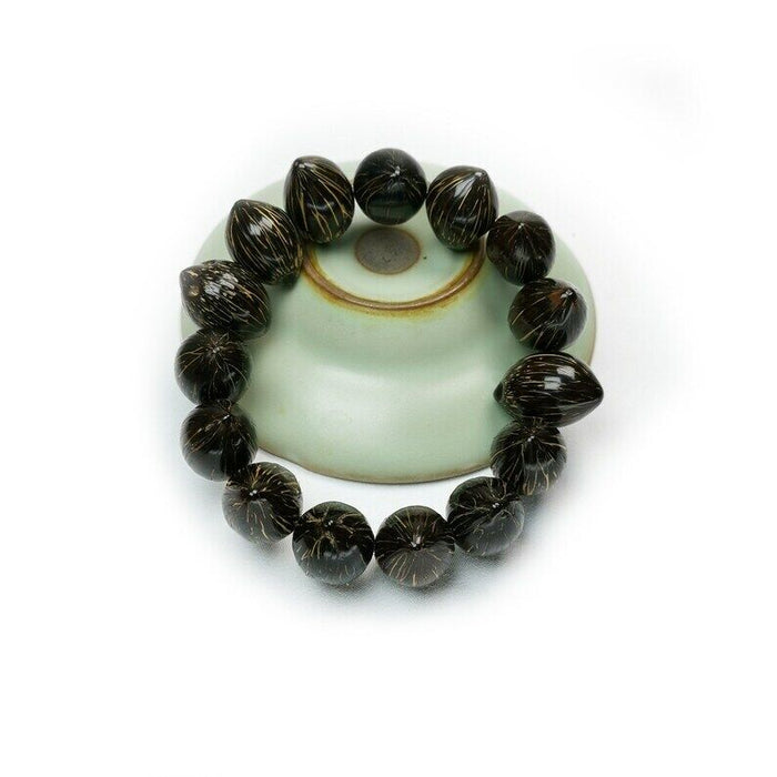 Tibetan Wrist Mala,Lucky Rat Beads,Plam Seed Bead Bracelet Prayer Bead,9" Length - Tibetan Buddhist mala beads, view 4