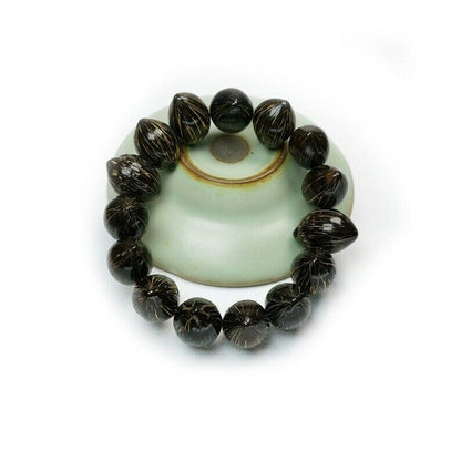 Tibetan Wrist Mala,Lucky Rat Beads,Plam Seed Bead Bracelet Prayer Bead,9" Length - Tibetan Buddhist mala beads, view 4