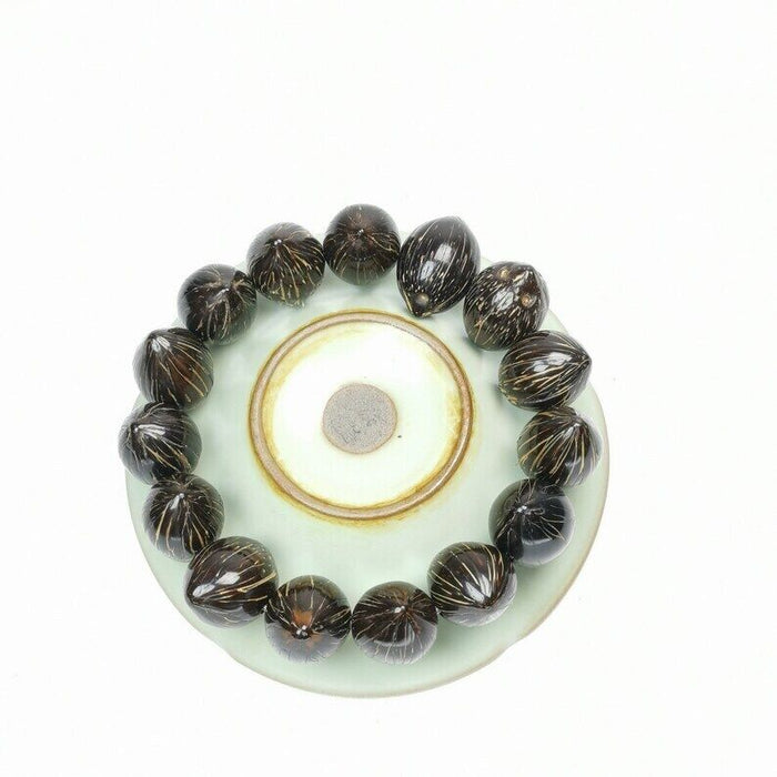 Tibetan Wrist Mala,Lucky Rat Beads,Plam Seed Bead Bracelet Prayer Bead,9" Length - Tibetan Buddhist mala beads, view 5