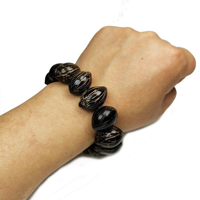 Tibetan Wrist Mala,Lucky Rat Beads,Plam Seed Bead Bracelet Prayer Bead,9" Length - Tibetan Buddhist mala beads, view 7