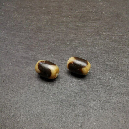 Tiger Tooth Dzi Spacer Marker Beads 0.4" - Tibetan dzi bead, view 7