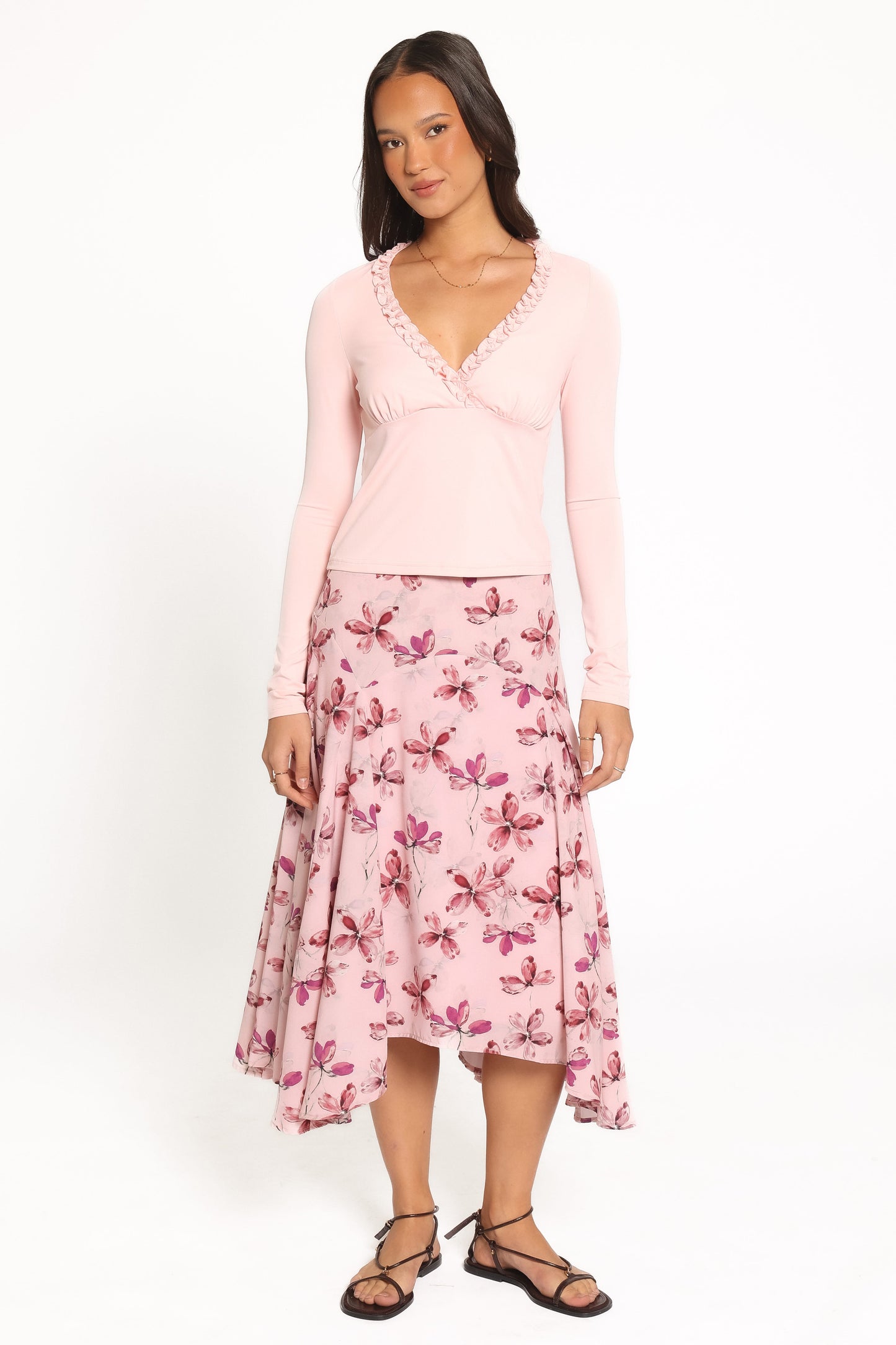 Celestria Ruffle Knit Top - Fairy Floss Pink