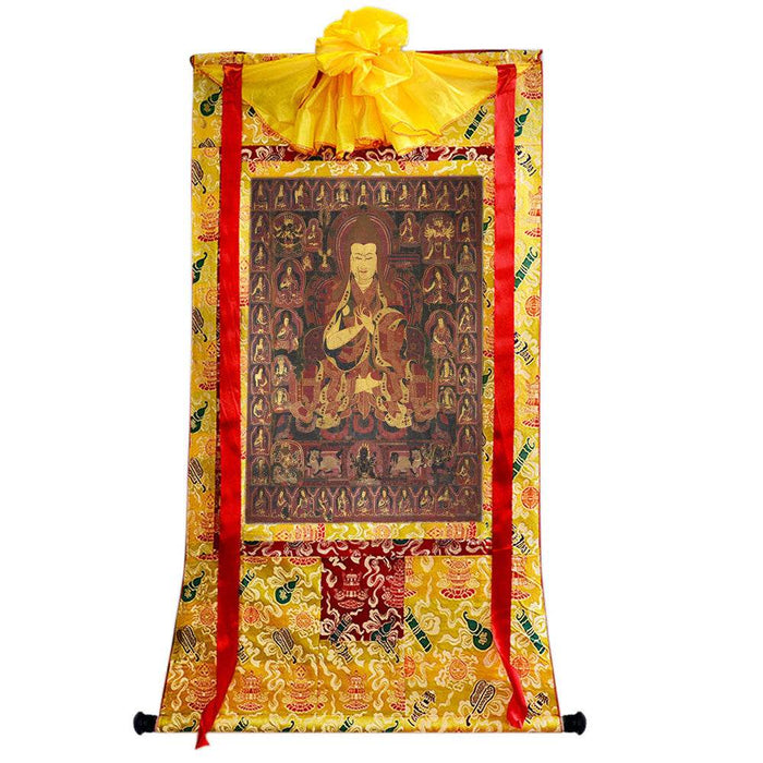 Tsongkhapa - 17th Century - Tibetan thangka painting, close-up detail