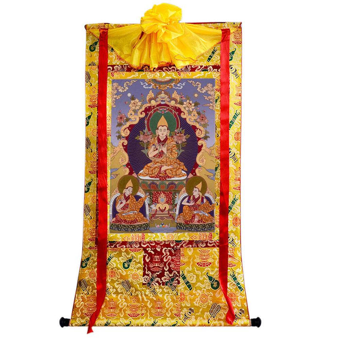 Tsongkhapa - 18th Century - Tibetan thangka painting, close-up detail
