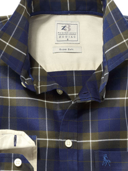 Vail Green Check Full sleeve single cuff   Cotton Shirt