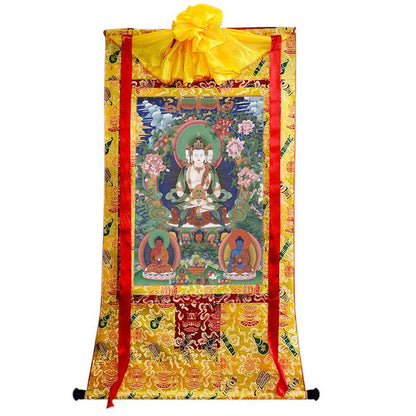 Vairocana - Mahavairocana - 18th Century - Tibetan thangka painting, close-up detail