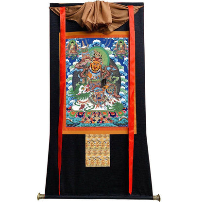 Vaishravana / Vaisravana - Tibetan thangka painting, view 8