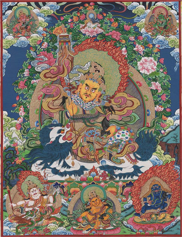 Vaisravana Image - Tibetan thangka painting, front view