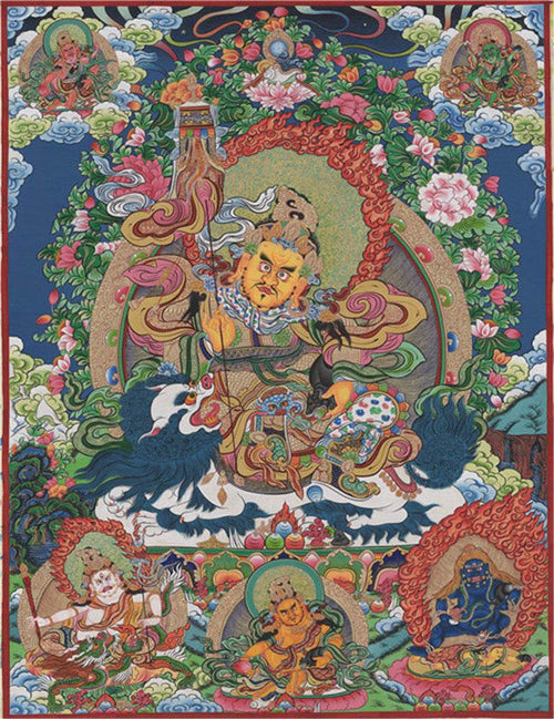 Vaisravana Image - Tibetan thangka painting, front view