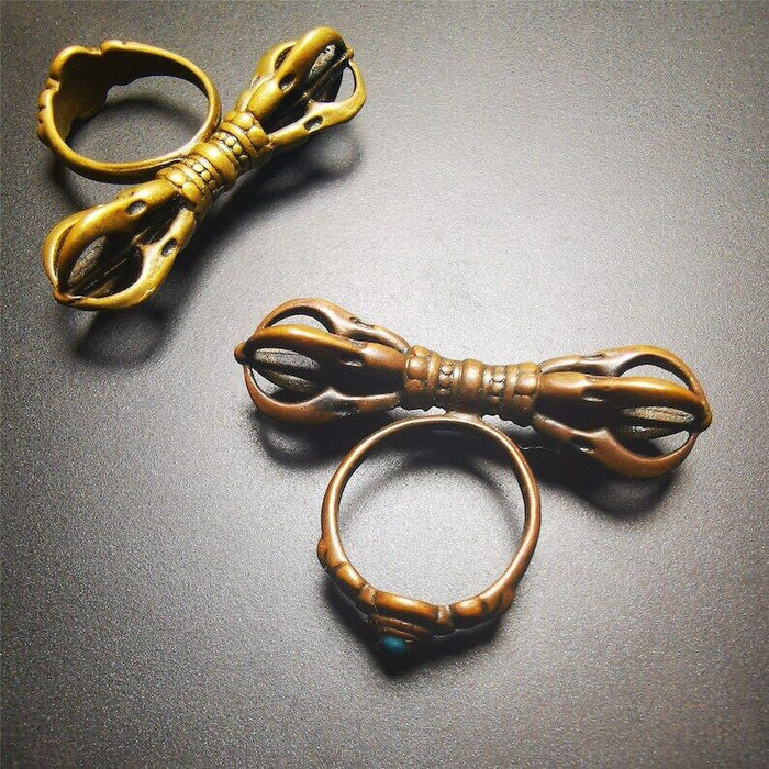Vajra Ring,Buddhist Protection Jewelry 0.75" - Tibetan Buddhist vajra, view 7